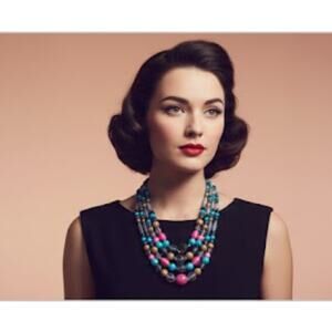 Vintage Multi Strand Colorful Beaded Boho Maximalist Statement Necklace